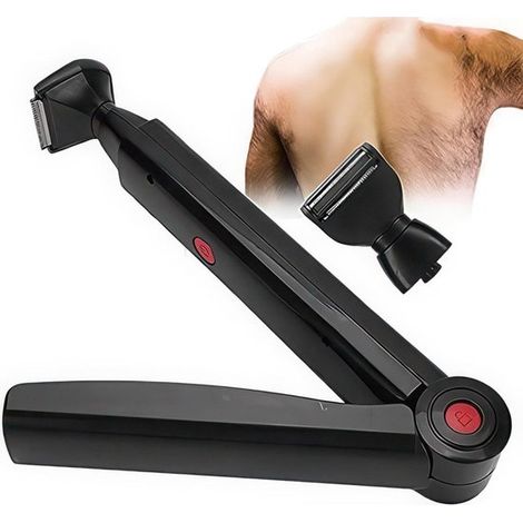 Rasoir électrique pour homme – Rasoir pliable pour le dos et le corps – Recharge USB – Double tête de rasage – Bras d'extension ergonomique (1/4)