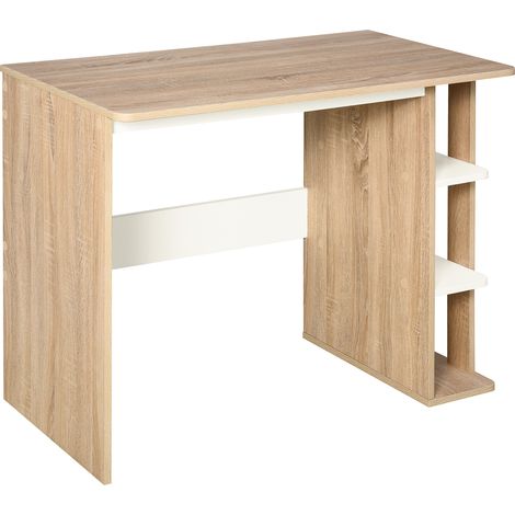 Bureau 2 en 1 avec étagère 3 niveaux, grande surface, rangement large, 100x55x74 cm (1/4)