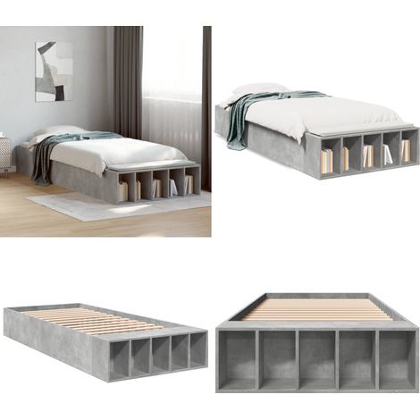 Bettgestell Betongrau 90x200 cm Holzwerkstoff - Beton Grau - Holzrahmen - Lattenrost - Doppelbett - Schlafzimmereinrichtung - Home & Living (1/5)