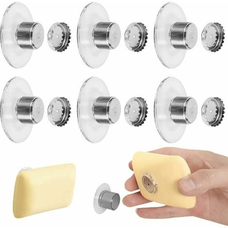 Porte-Savon À Ventouse - Porte Savon Aimanté Magnetique avec Ventouse, Support De Rangement Mural Magnétique pour Savon De Douche, pour Salle De Bain Evier Baignoire Cuisine (1/5)