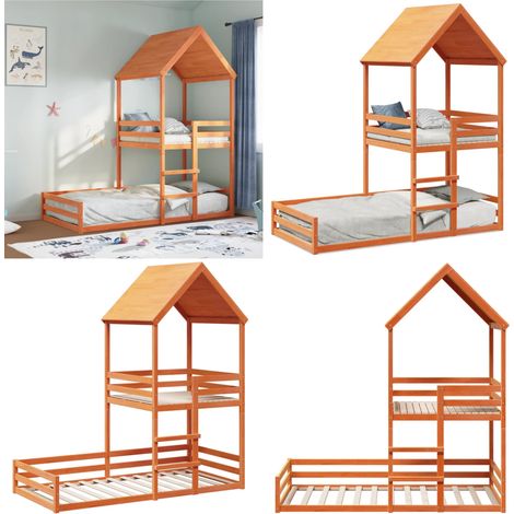 Lit superposé sans matelas cire marron 90x190 cm pin massif - Lit Superposé - Lit Enfant - Lit Double - Meuble Enfant - Mobilier Enfant - Home & Living
