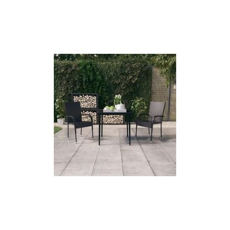 Ensemble à manger de jardin 3 pcs Noir (1/5)