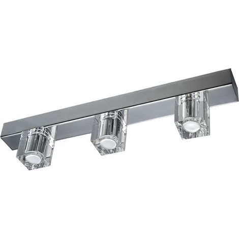 Regleta "Hydros" de tres luces (3xG9) con tulipa de cristal (40W 220/240V) IP20 fabricada en metal y cristal óptico K9 color cro