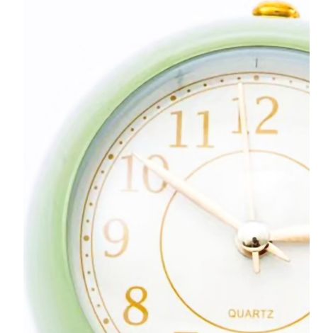 Kleiner runder Wecker mit rundem Sockel, geräuschlos, korrosionsbeständig, Quarzwerk, mit Nachtlicht für Schlafzimmer und Schule, olivgrün