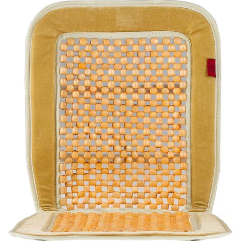 HEYNER® Holzkugel Sitzauflage beige – Auto Sitzbezug mit Massageeffekt, belüftet, universell für Fahrer & Beifahrer
