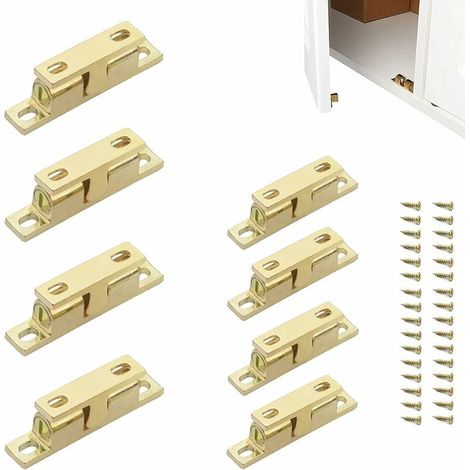 RHG Rouleau Billes Laiton 8 Pièces Loquet Meuble Laiton Verrou Bille Double Boule Laiton Porte Armoire Loquet Fermeture Loquet Porte Rouleaux
