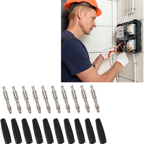 22.040 Fiche banane lanterne 4,0 mm, cuivre pur, métal nickelé, moulée par injection, accessoires, bornes mâles soudées, noire (1/5)