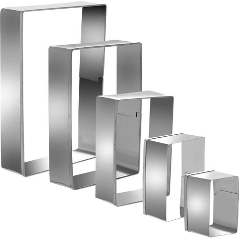 Lot de 5 emporte-pièces rectangulaires en acier inoxydable - Moules à biscuits géométriques - Moules à pâtisserie carrés - 2,5 cm de profondeur (1/5)