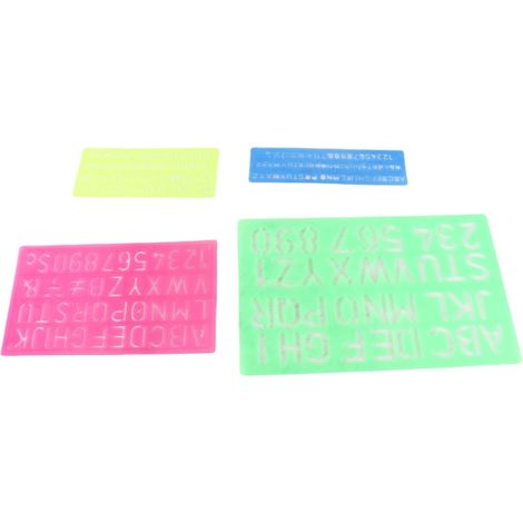 Beyamis 4 pochoirs de lettres et de chiffres en plastique, majuscules et minuscules, pour l'apprentissage du dessin et du scrapbooking. (1/5)