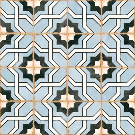 Carrelage effet Carreau ciment Noreza Bleu 12,3x12,3x0,87 cm Serano - Sol et mur intérieur (vendu par carton de 0,49 m²) - RO'MA CARRELAGE