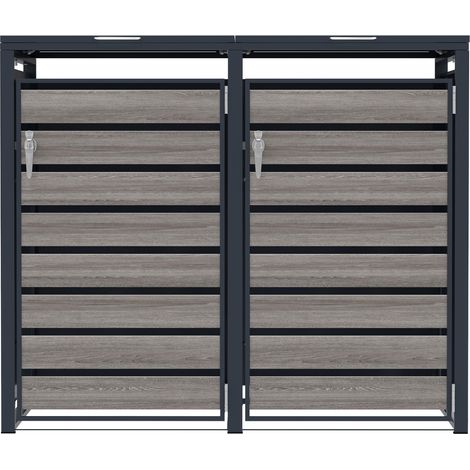 Double Wheelie Bin Metal Storage - Anthracite Grey Wood (1/5)