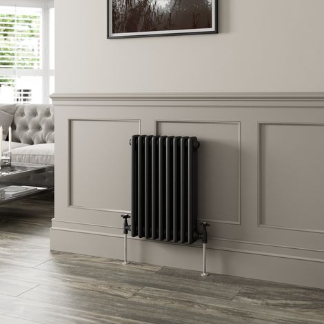 Traditional Black Colosseum Column Radiators Vertical Horizontal 600 x 425mm Triple