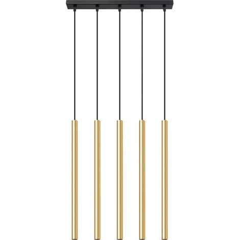 Lámpara colgante Vacu dorado pulido, 5 luces (1/5)