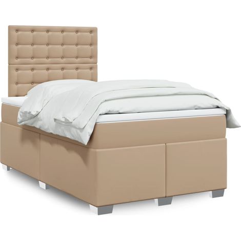 Boxspringbett Matratze Cappuccino-Braun 120x200cm Kunstleder (1/5)