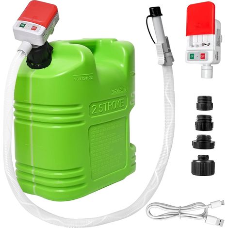 Portable fuel transfer pump with automatic shut-off sensor,  3.2 GPM flow rate,  battery/USB powered,  with 51" hose and 4-tank adapters,  for car lawnmower generator (1/5)