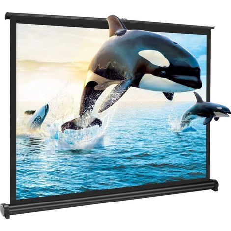 Écran de Projection Portable de 50 Pouces, écran de Table à Enroulable Home Cinéma Pliable Retractable avec Support pour présentation de réunion de Bureau en Plein air extérieur (Noir) (1/5)