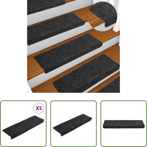 vidaXL Treppenabdeckung - Stufenmatten Selbstklebend 5 Stk. 65x21x4 cm Dunkelgrau Rechteckiger Rand (1/5)