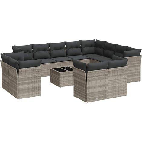 Maison Exclusive - Set Divani Giardino 13 pz con Cuscini Grigio Chiaro Polyrattan (1/3)
