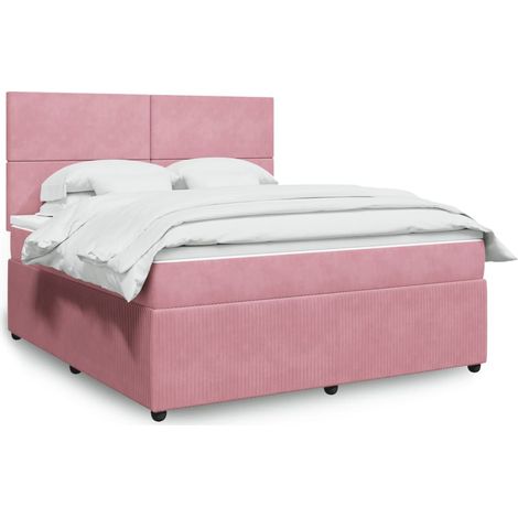 Giroletto a Molle con Materasso Rosa 180x200 cm in Velluto vidaXL (1/5)