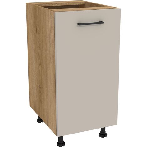 Mueble bajo de cocina Capri de 40 pulgadas, cuerpo en roble Evoke, frontal en acabado mate Cashmere. (1/3)