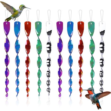 Set mit 10 reflektierenden, vogelabweisenden Spiralstängeln, 30 cm lang – Farbenfrohe Gartendekoration (1/4)