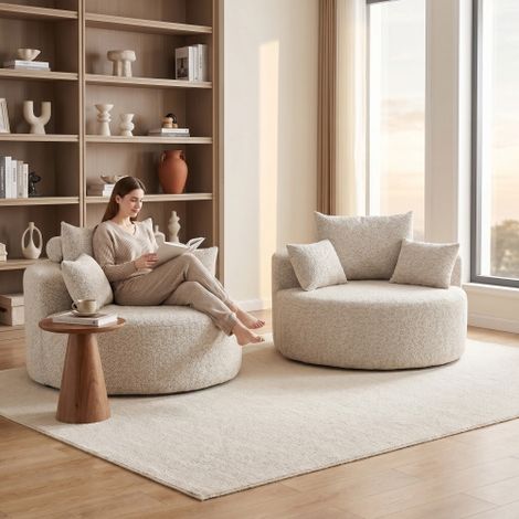 Chenille-Schaumstoff-Einzelsessel, keine Montage erforderlich, flauschiger moderner Schlafsessel für Wohnzimmer, Schlafzimmer, Lounge und Vorführraum W3349P343984