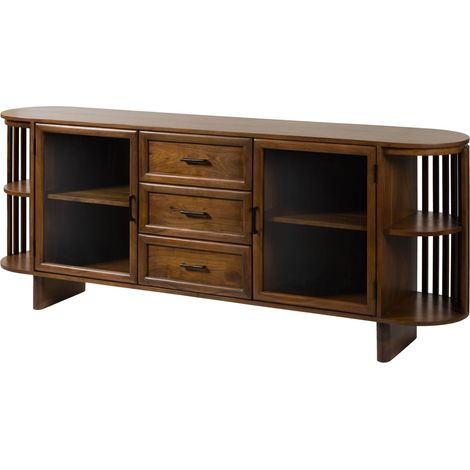 Credenza in legno di acacia 200x40x80 laccato naturale MADRID 56