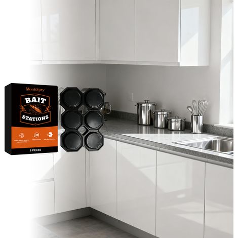 Cockroach Bait Station for Home Use, Kitchen Corner, Bathroom, Toilet - Simple Cockroach Bait Trapper - 6 PIECES, Self-adhesive 6 (1/5)