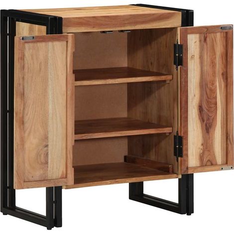 Cabinet à chaussure Meuble à chaussures avec étagère Marron Bois d'acacia massif (1/5)