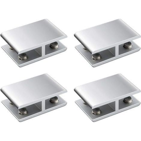 Lot de 4 Pinces à Verre Réglables Double Face en Alliage d’Aluminium pour Étagères, Convient Verre 10–12 mm (1/5)