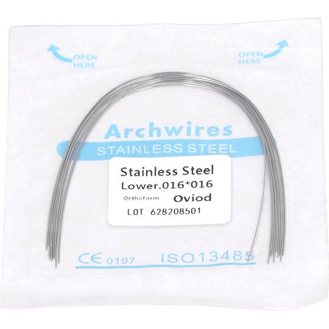 Lot de 50 fils orthodontiques dentaires en acier inoxydable, pour dentiste, 0,16 x 0,16 pouce (inférieur) (1/5)