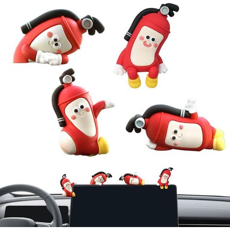 Décoration d'intérieur Lot de 4 figurines en forme d'extincteur Figurine décorative Époxy, 16 à 22 g chacune, moderne et minimaliste, idéal pour voiture, camion, bureau, chambre à coucher et (1/5)