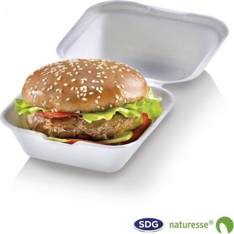 Boîte à Hamburger en Pulpe de Cellulose Biodégradable 600 à 900 ml - SDG - Lot de 500