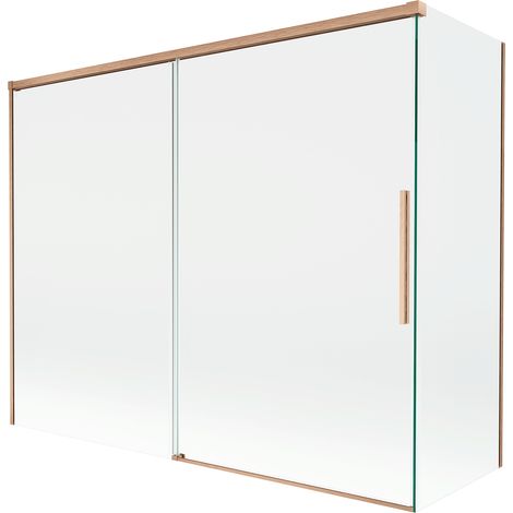 Mexen Rox Duschabtrennung, 2-flügelig, verschiebbar, 190 + 80 x 150 cm, transparent, gebürstetes Kupfer - 8C9-190-080-65-00