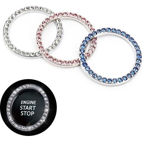 pezzi Adesivi decorativi Start Stop con strass Portachiavi di cristallo Accessori per auto per donna (1/5)
