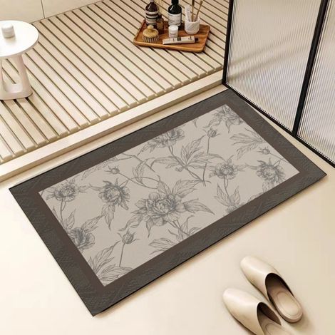 LAN Terre de diatomées Hua Lian 4060cm Tapis de sol en terre de diatomées, paillasson de salle de bain, tapis absorbant et antidérapant, tapis d'entrée, lavable. (1/5)