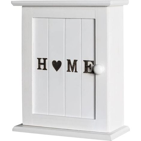 Boîte à clés, Porte-clés, Organiseur de clés, Armoire à clés, Blanc MDF et métal - Dimensions : L 26 x H 32 x P 12 cm Style : Coastal Furniture (1/5)