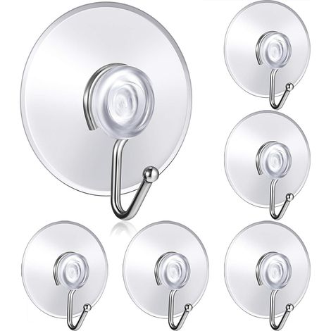 40 mm Ventouse en Plastique Transparent de Cuisine Salle de Bain Ventouse Muraux Crochets d'Aspiration Imperméables sans Colle de Forage, 6 Pièces (1/5)
