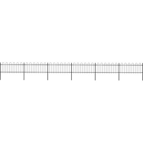 vidaXL Garden Fence with Hoop Top Steel 1005x80 cm Black (1/5)