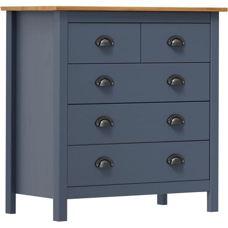 Credenza cassettiera cassettiera mobile contenitore organizer cucina soggiorno Hill 79 x 40 x 80 cm legno massello di pino grigio 020035675