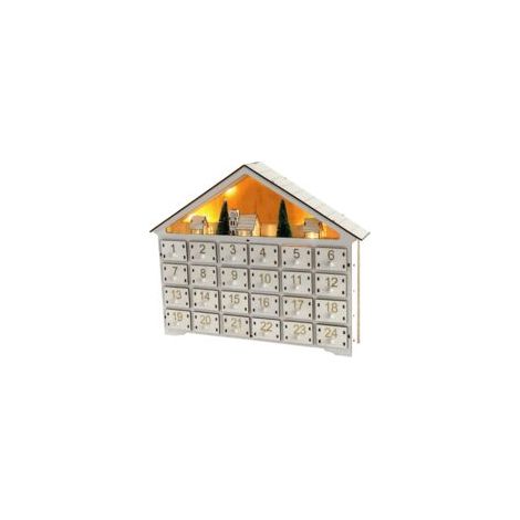 Calendrier de l'Avent en bois avec 24 tiroirs – Bois de lotus naturel – Éclairage LED chaud pour ambiance festive – Décoration de Noël (1/5)