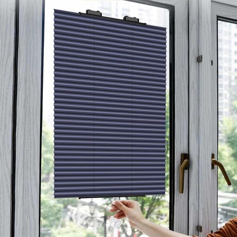 CCYKXA Plissee-Verdunkelungsvorhänge mit Saugnäpfen – Temporäre Isolierung – Leicht und tragbar – 46 x 118 cm – Blockiert 99 % des Lichts (1/5)