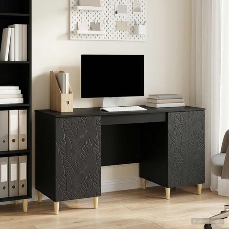 vidaXL Schreibtisch Schwarz Holzwerkstoff 142,5 x 50 x 75 cm (1/5)