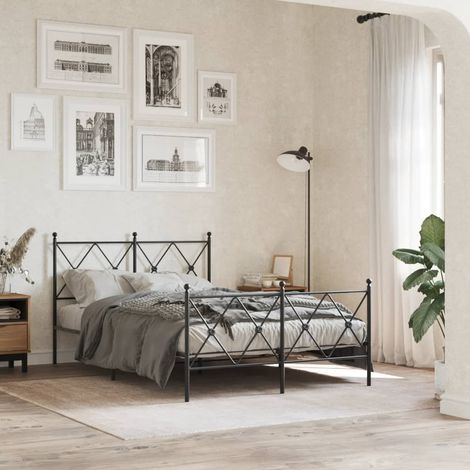 Estructura cama sin colchón con estribo metal negro 120x200 cm vidaXL (1/5)