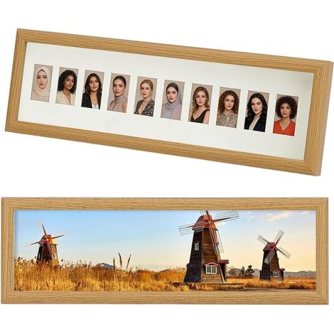 2pcs 39.5x13cm Cadre Photo Collage Cadre Photo Affichage Cadres Collage avec 10 Ouvertures 2.3x3.8cm Multiples Cadres Photo avec Passe-partout pour Décor Table pour Salon Chambre Bureau (1/5)