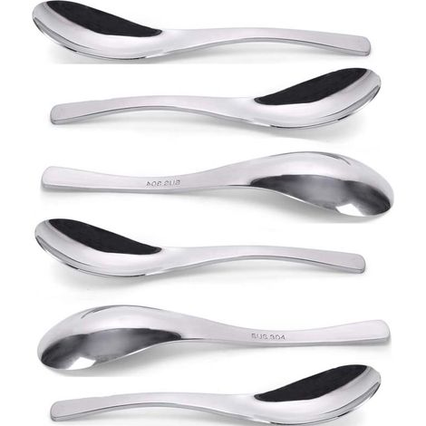 Cuillères ménagères en acier inoxydable 304, adaptées aux salades, currys, desserts crémeux et plats chauds. (1/5)