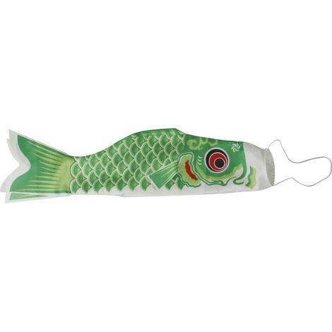 1 Manche à air, Koi Nobori, Drapeau carpe, Satin, 55cm, Vert, Décoration jardin, Fête enfants (1/5)