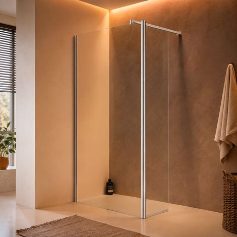 Paroi de douche Fixe 80 cm + Volet Mobile 40 cm - Transparente (1/5)