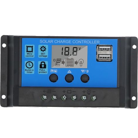Contrôleur solaire PWM 10A 12V 24V double voie MOS régulateur de batterie 3 étages panneau solaire (1/5)