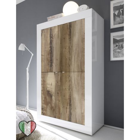 Credenza 4 ante bianco laccato lucido / Pero - Basic (1/3)